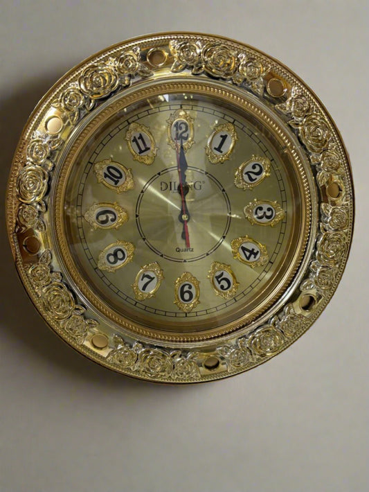Gold Floral Wall Clock