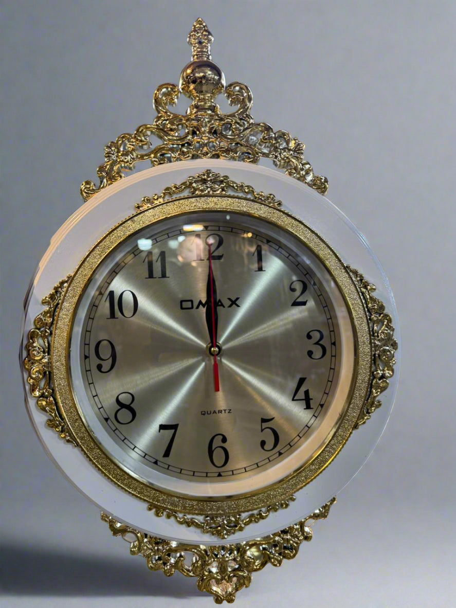 Omax Luxury White and Gold Wall Clock