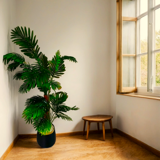 Areca Palm Tree Pot Vase (Black)