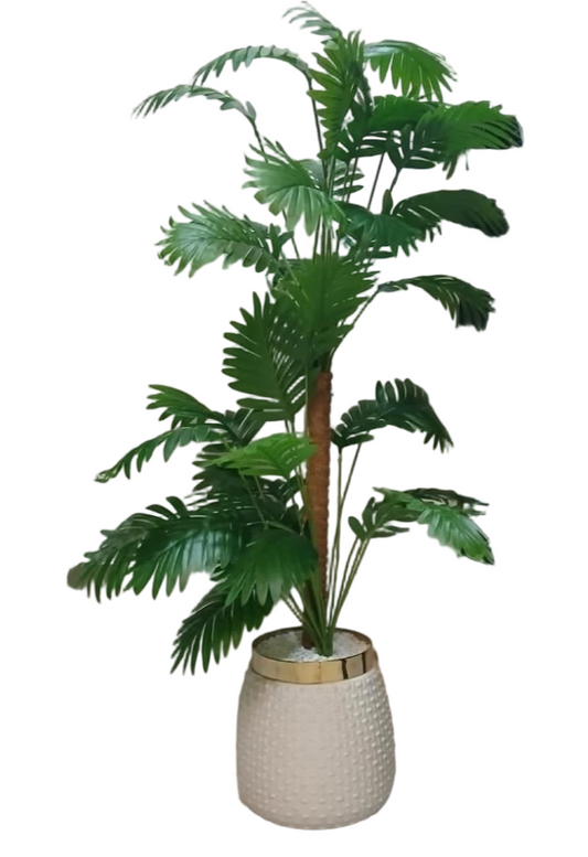 Areca Palm Tree Pot Vase (White)