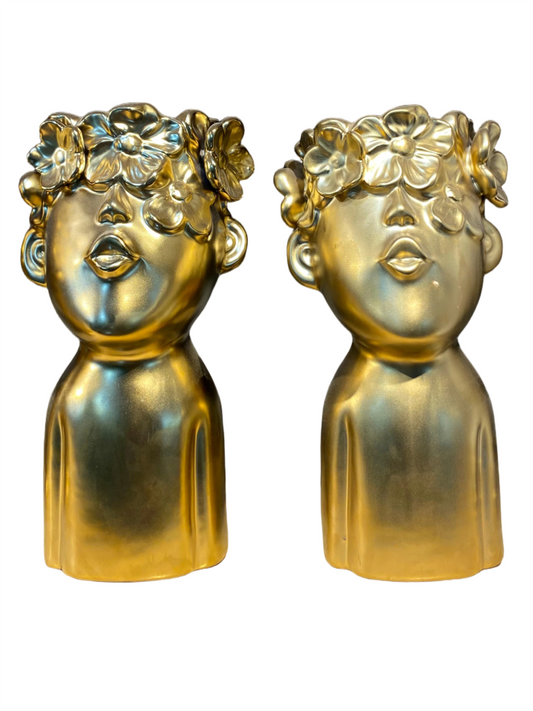 Floral Crown Golden Statue Showpiece