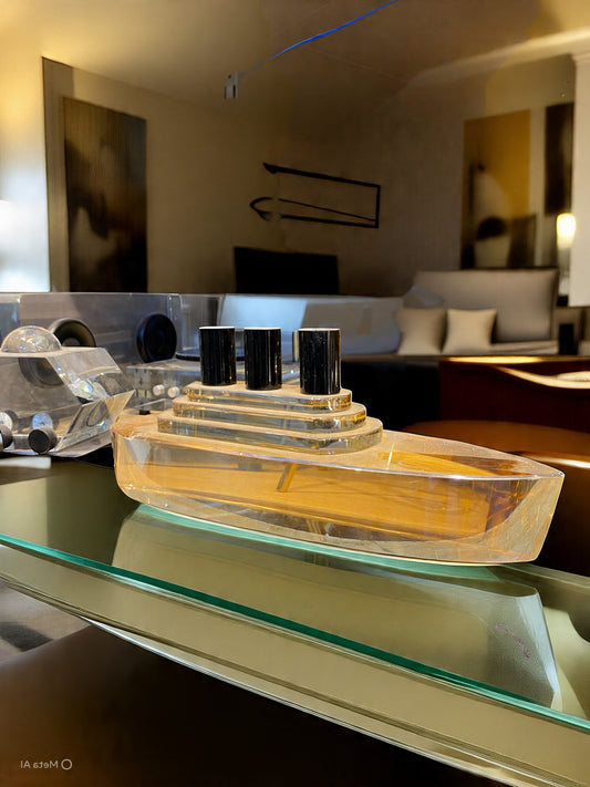 Luxury Glass Ship Showpiece